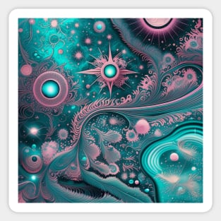 Other Worldly Designs- nebulas, stars, galaxies, planets with feathers Sticker